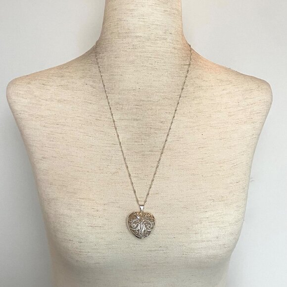 Steven Lavaggi Sterling Silver 925 Filigree Puffy Heart Angel Pendant Necklace - Picture 2 of 16